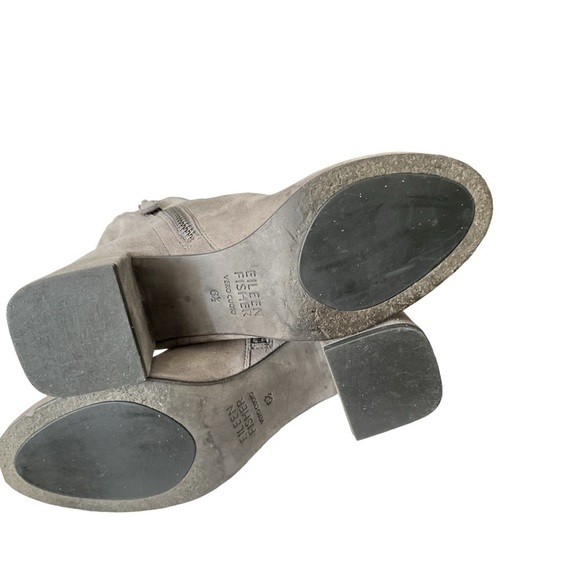 EILEEN FISHER,taupe grey suede,soft structure,2.5” heel,zipper,sock ankle boot - Picture 3 of 10